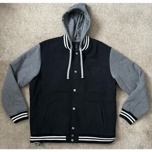 Sport-Tek Auto Show Port Pocket Men's Rancid Jacket Hooded Size XL Grey Black